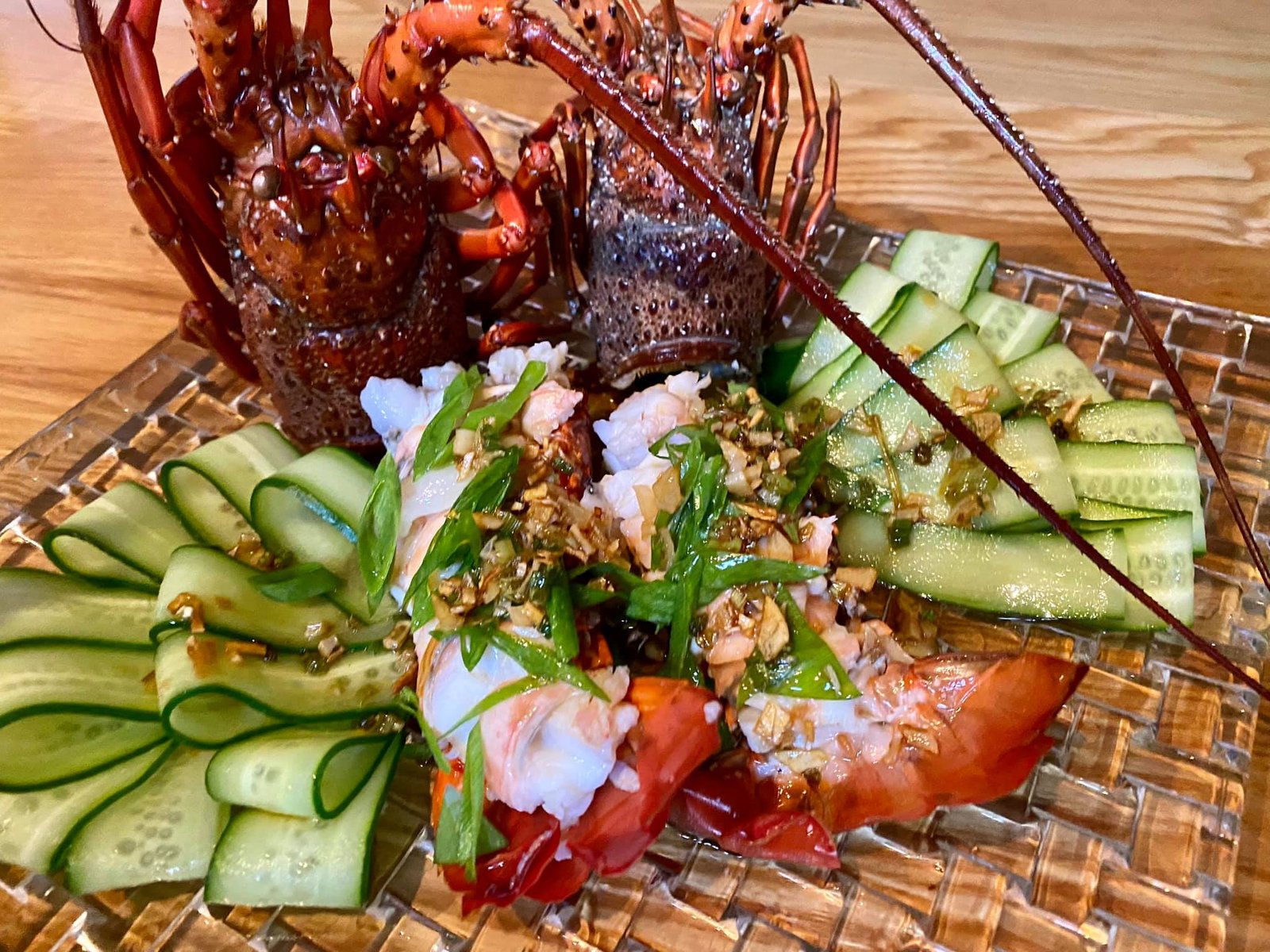 A dish made with ike-jime aged spiny lobster