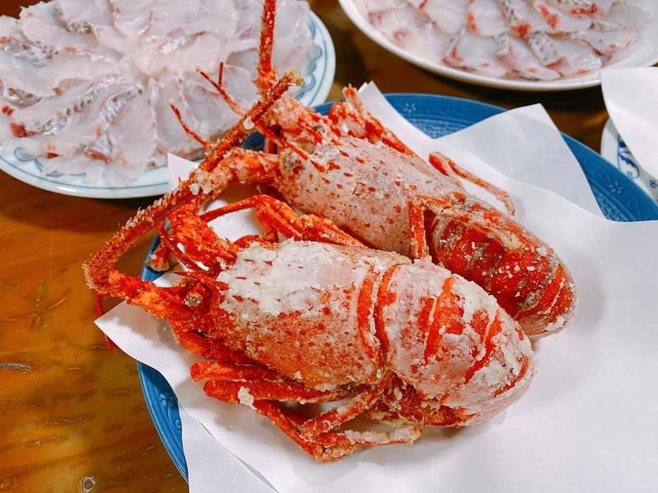 A dish made with ike-jime aged spiny lobster