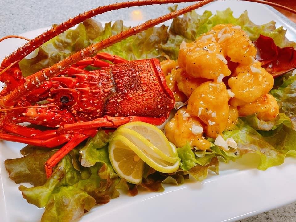 A dish made with ike-jime aged spiny lobster