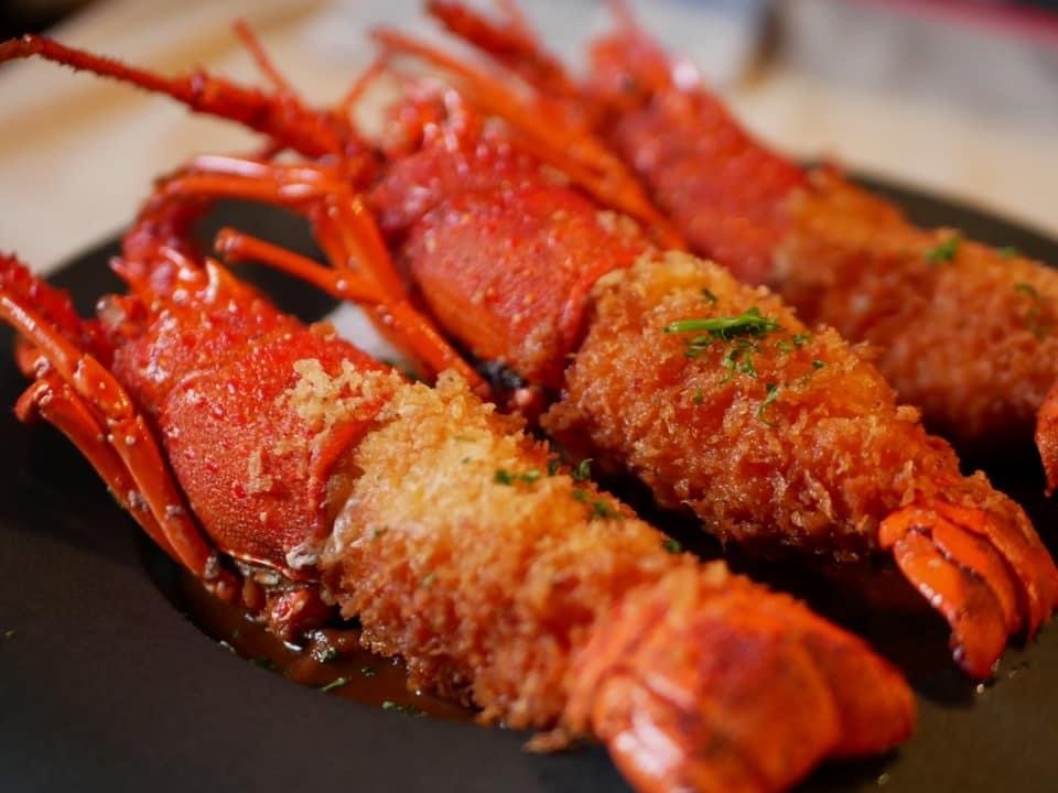 A dish made with ike-jime aged spiny lobster