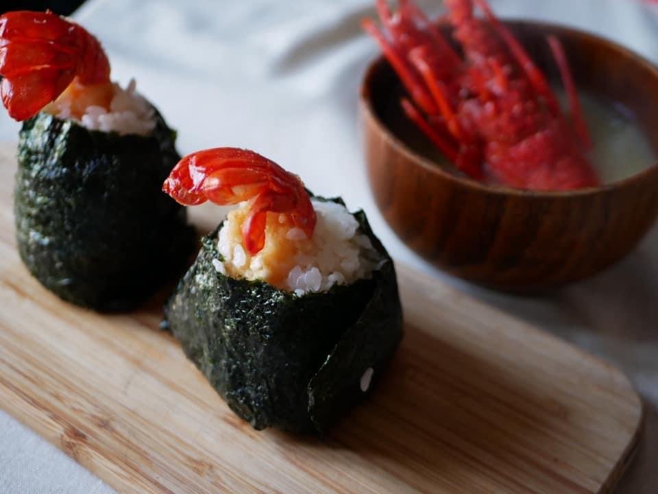 A dish made with ike-jime aged spiny lobster